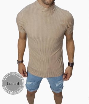 Camiseta cuello beige